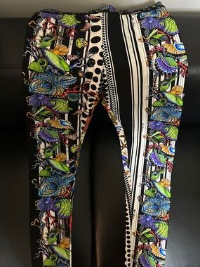 Versace Black Multicolor Sea Creature Print Leggings
